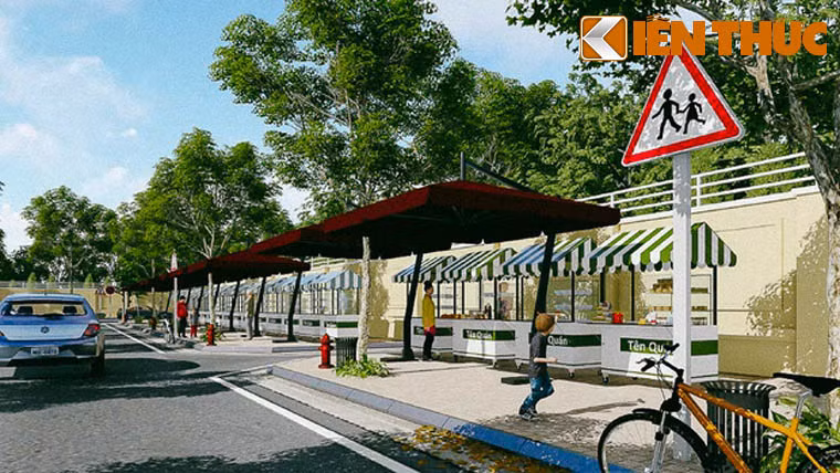 Trong ảnh là phối cảnh khu vực bán hàng trên đường Nguyễn Văn Chiêm. Dự kiến tuyến đường ẩm thực này dài 40 m, dành cho 20 hộ kinh doanh.