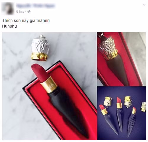 Ngoài những dòng viết khen ngợi hay nhận xét về thỏi son, trên mạng còn có nhiều status của những cô gái mong muốn được người khác tặng son cho mình. “Giá mà được chồng mua tặng”, “Giá mà chị rước được em về”… là những status điển hình cho kiểu người “há miệng chờ… son” trong vài ngày này.