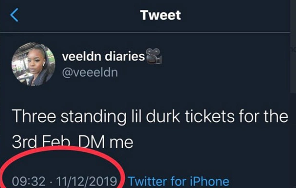 Được biết, Verphy còn rao bán vé của một buổi hòa nhạc trên Twitter đúng vào hôm Asiah được phát hiện tử vong.