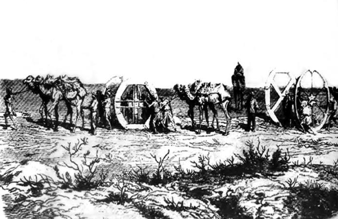 Kênh đào Suez ban đầu thuộc sở hữu của các nhà đầu tư Pháp. Việc khởi công xây dựng kênh đào bắt đầu ở thành phố Port Said (Ai Cập) vào năm 1859. Ảnh: Tranh vẽ các công nhân đào kênh Suez hồi thế kỷ 19. Ảnh: ET.