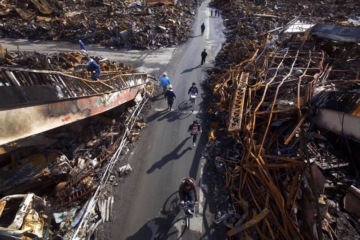 Một khu dân cư khác ở Kensennuma bị tàn phá nặng nề trong thảm họa kép hồi tháng 3/2011.