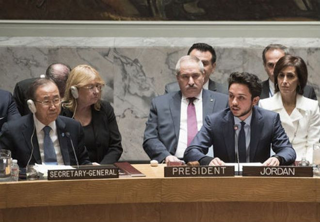 Năm 2015, ở tuổi 20, Thái tử Hussein trở thành người trẻ nhất từng chủ trì một cuộc họp tại Hội đồng Bảo an Liên Hợp Quốc. Ảnh: Instagram.