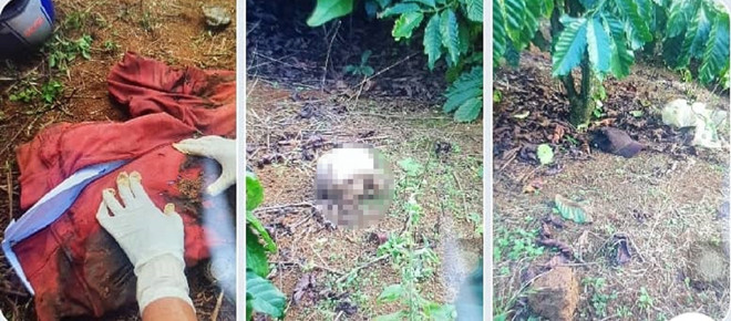 Chỉ trong thời gian ngắn, cơ quan công an đã xác định được danh tính nạn nhân. Người bị sát hại và phi tang bằng cách chôn lấp sơ sài trong rẫy cà phê tại thôn 8 là chị Đoàn Thị Huỳnh Giao, sinh năm 1977, ngụ xã Đạm B'ri, TP Bảo Lộc. Chị Giao đã có chồng và 3 con, cháu nhỏ nhất mới hơn 1 tuổi. Chồng chị Giao làm công nhân ở mỏ đá, còn chị ở nhà chăm con và làm rẫy cà phê. Người nhà không liên lạc được với chị Giao từ chiều 12/10/2019. (Hiện trường vụ án) 