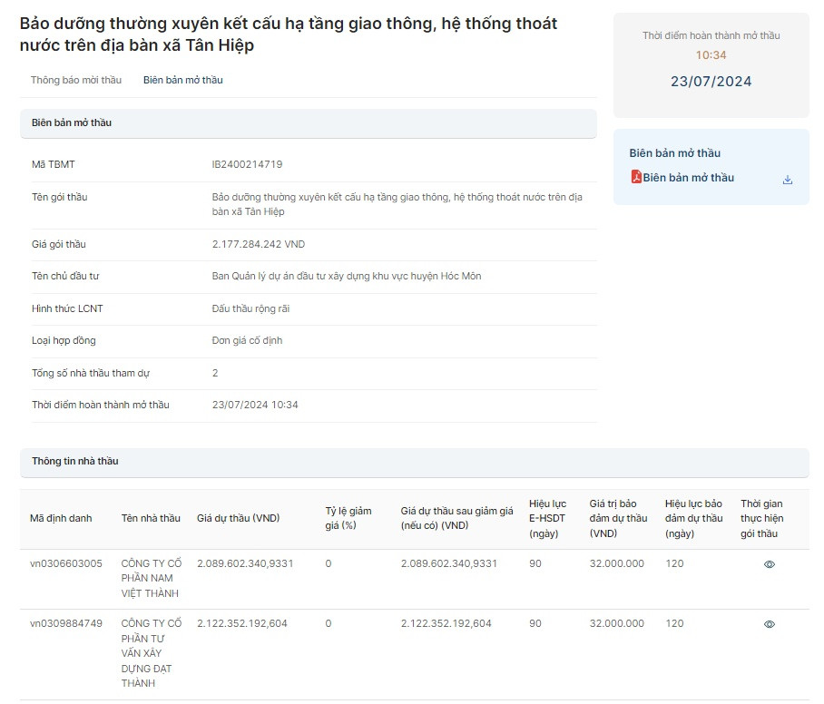 TP HCM: Cty Dat Thanh tiep tuc trung goi thau tai Dong Thanh?