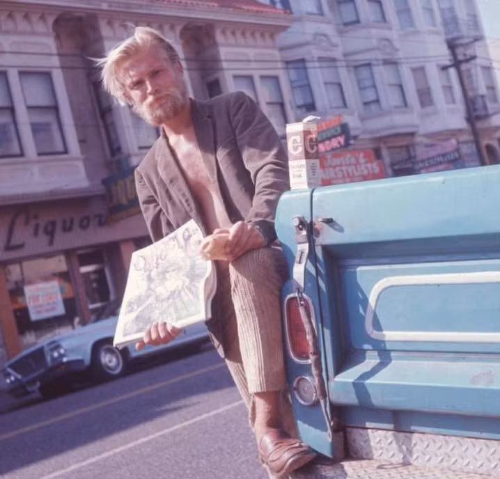 Một người bán hàng đường phố ở San Francisco, California, năm 1967.