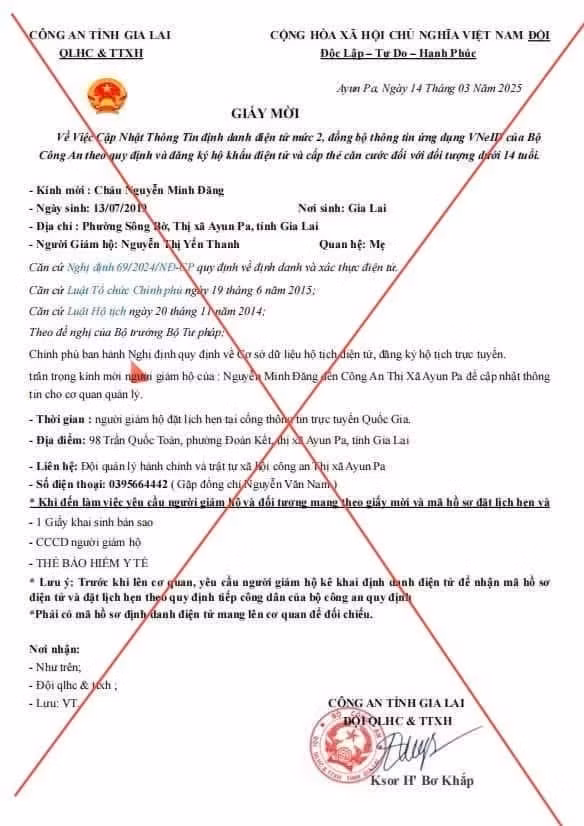 Canh bao chieu lua moi gia mao giay moi cua co quan Cong an