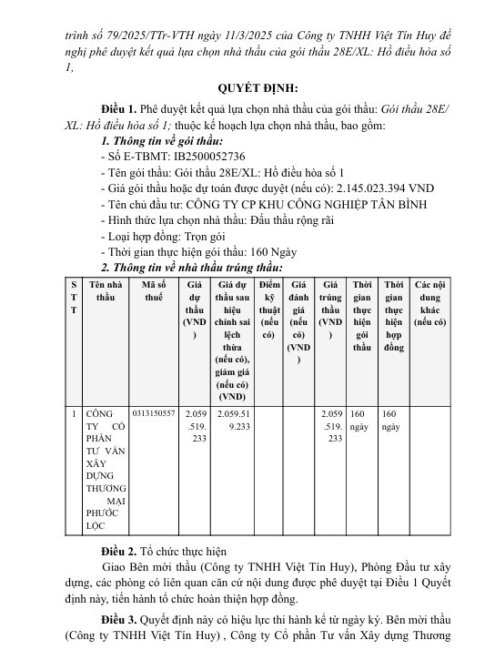 Gói thầu hồ điều hòa số 1 hơn 2 tỷ về tay Cty Phước Lộc - Hình 2 Goi thau ho dieu hoa so 1 hon 2 ty ve tay Cty Phuoc Loc-Hinh-2
