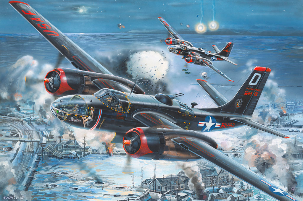 Phi hành đoàn Invader có ba người bao gồm: phi công, hoa tiêu và xạ thủ, tháp súng điều khiển ở lưng và ở bụng. Mẫu A-26C có một phi hành đoàn bắn phá cùng với hai súng máy 12,7mm gắn ở mũi.