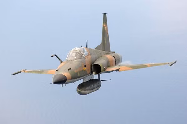 F-5 có chiều dài 16m, có thể đạt tốc độ 1.700 km/h và được trang bị hai pháo M39A2 Revolver 20 mm, với 280 viên đạn trên mỗi khẩu pháo và có thể mang theo nhiều loại rocket khác nhau, tên lửa Sidewinder, Maverick và loạt bom Mark.