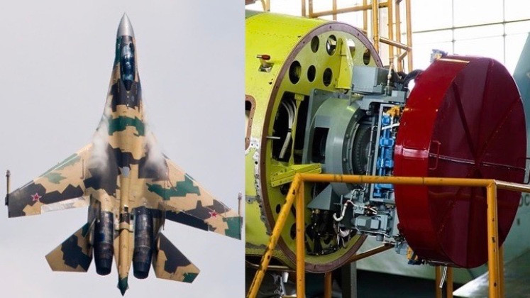 Su-35 cũng đáng chú ý với góc lệch cực đại cực đại 120° của radar chính, cũng như tích hợp thêm hai radar AESA băng tần L tối ưu hóa vai trò chiến tranh điện tử và phát hiện các mục tiêu tàng hình. Hệ thống theo dõi và tìm kiếm hồng ngoại OLS-35 của Su-35 cũng có phạm vi phát hiện mục tiêu lớn hơn nhiều so với Su-27. Nguồn ảnh: Pinterest.