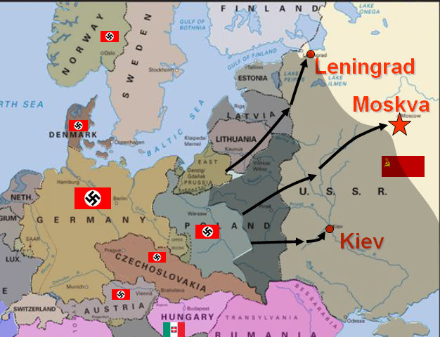 Ngày 22/06/1941, Đức tấn công Liên Xô. Ngày 23/06/1941, Sư đoàn Bộ binh 184 tiến hành phòng thủ tại Olkeniki. Tuy nhiên chỉ sau 5 giờ chiến đấu, Sư đoàn Bộ binh 184 đã bị quân Đức bao vây.