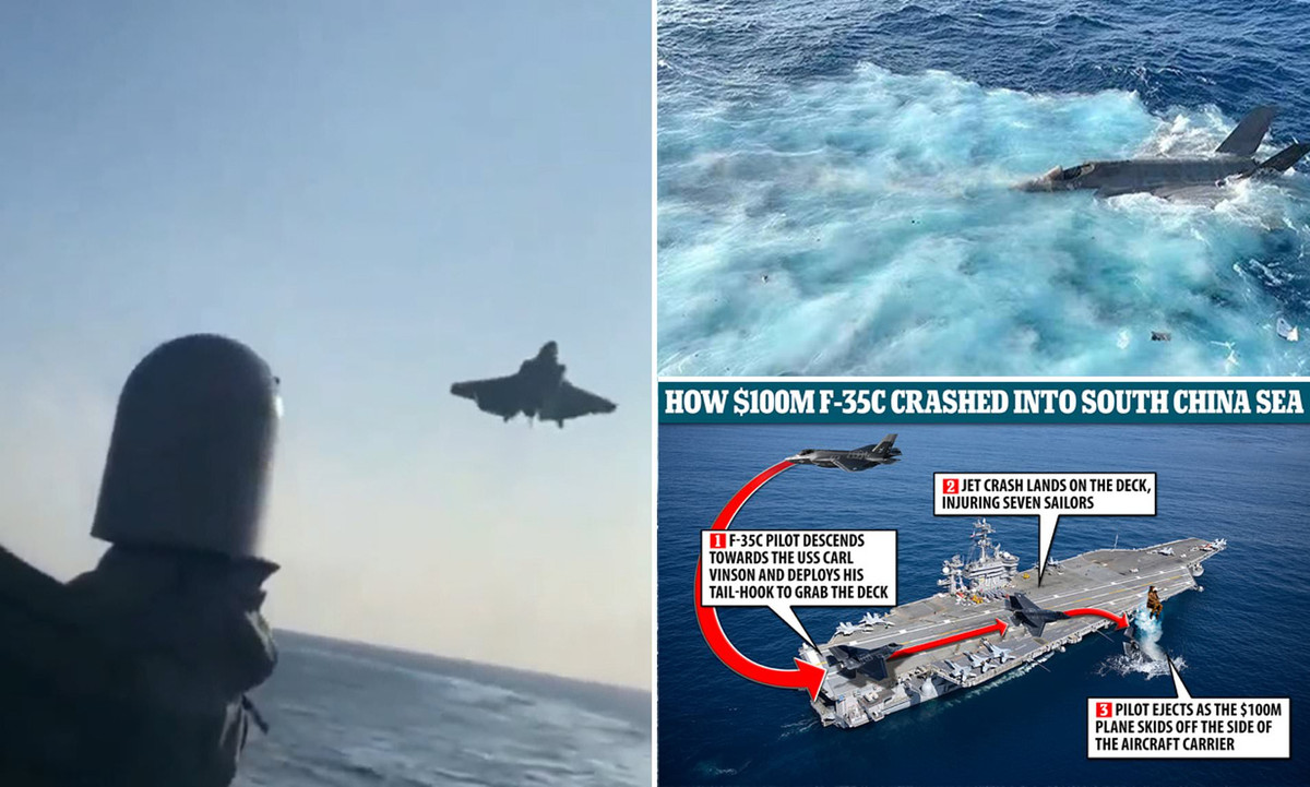 “Ai đó đã làm rò rỉ video về vụ tai nạn của chiếc F-35C Lightning II. Do sai sót của phi công, máy bay đã hạ cánh sớm trên tàu sân bay USS Carl Vinson (CVN-70) và trượt xuống biển với bánh răng hạ cánh bị đứt lìa!”.