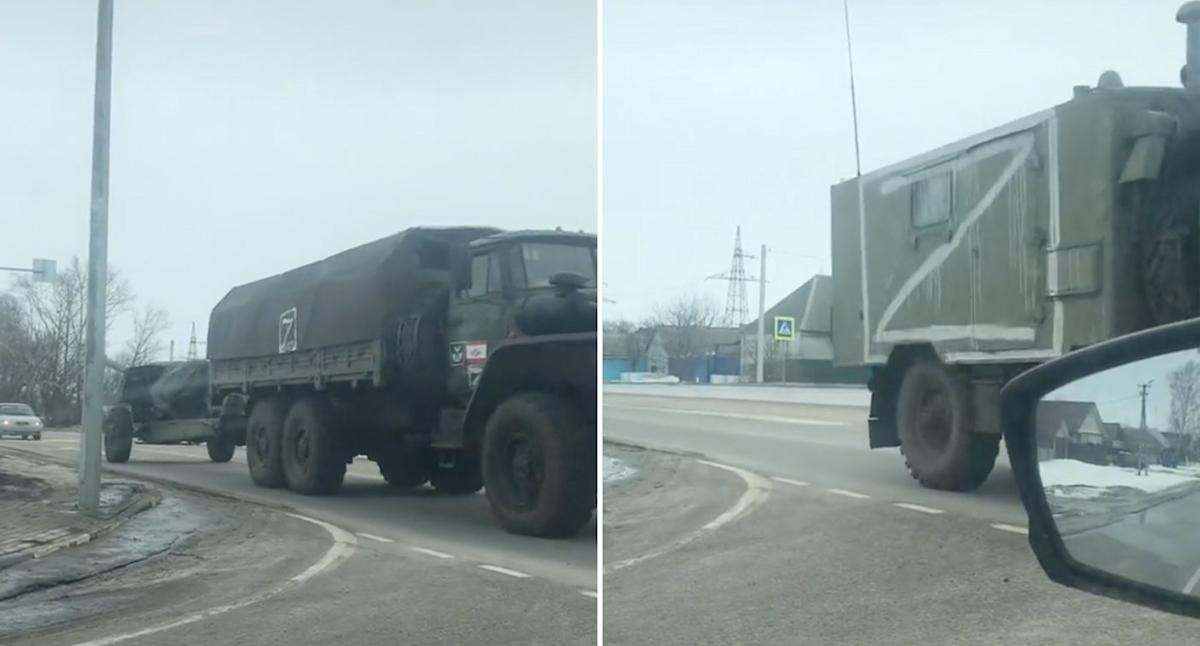 Hơn nữa, kí hiệu Z này được thể hiện rất nhiều, trên đủ loại phương tiện quân sự, ước tính lên tới hàng trăm chiếc, như xe tăng, xe chiến đấu bộ binh, xe bọc thép chở quân, MT-LB, pháo tự hành, hệ thống súng phun lửa hạng nặng, MLRS, xe rà phá bom mìn tự hành, bệ phóng tên lửa, xe chở nhiên liệu và xe tiếp tế...