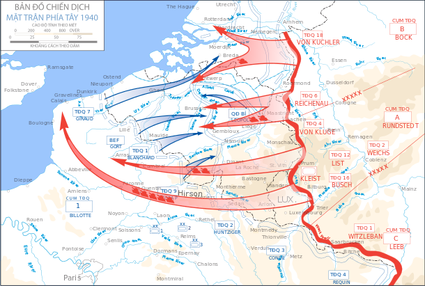 Đó là kế hoạch Manstein, khác với kế hoạch ban đầu, kế hoạch Manstein cho rằng cần phải tấn công vào khu rừng Ardennes chật hẹp ở phía nam nước Bỉ với 1 lượng lớn xe tăng, điều mà người Pháp có mơ cũng chả nghĩ ra được, sau đó sẽ vòng lên Bắc, bao vây quân Đồng minh ở Bỉ, kế hoạch này sau đó đã được Hitler đánh giá cao và chấp thuận.