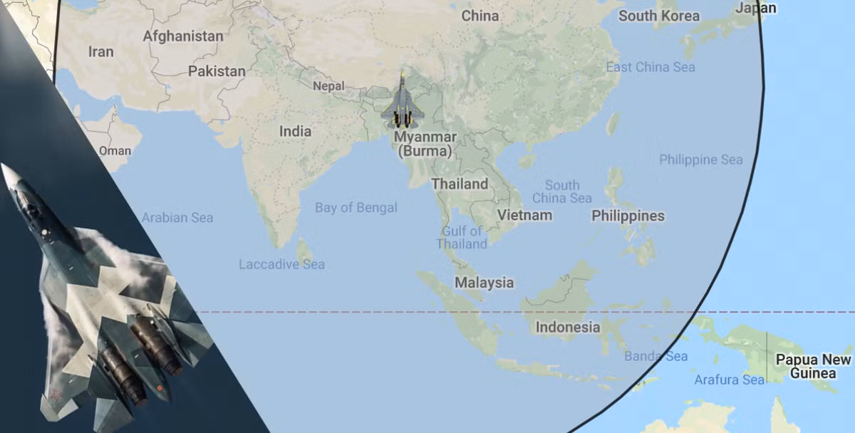 Nếu hoạt động từ các sân bay gần biên giới phía đông của Myanmar, máy bay chiến đấu Su-57 sẽ có thể thực hiện các cuộc tấn công bằng tên lửa siêu thanh nhằm vào các mục tiêu ở xa như Trung Đông - bao gồm cả các mỏ dầu ở phía Đông của Arab Saudi.
