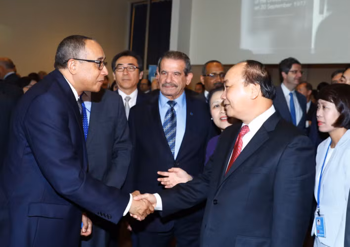 Thủ tướng Nguyễn Xuân Phúc gặp gỡ các quan chức cao cấp của Liên Hợp Quốc. Ảnh: VGP/Quang Hiếu