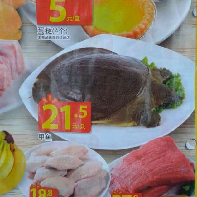 Rùa nguyên con được bán trong siêu thị Walmart ở Trung Quốc chỉ có giá khoảng vài USD. Đây chắc hẳn là mặt hàng duy nhất mà chỉ Walmart Trung Quốc mới có. Ảnh: The Richest.