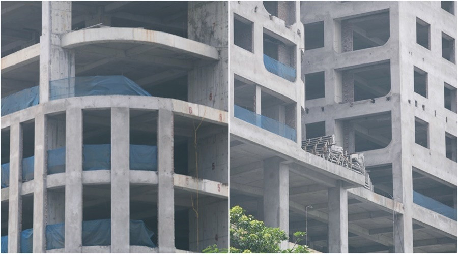 Công trường vắng lặng.