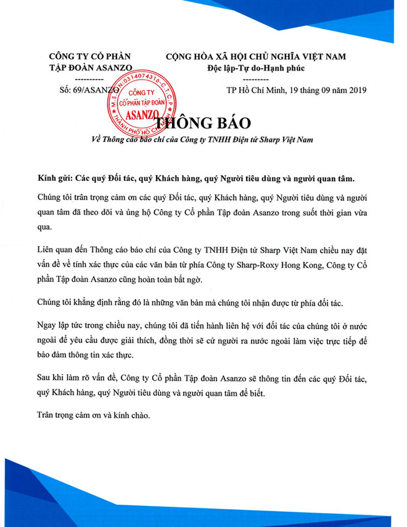 Sharp to Asanzo gia chung tu: Con gi cho thay Cty CEO Tam “khong that”?-Hinh-2