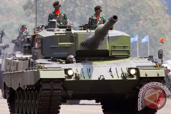 Xe tăng chủ lực Leopard 2A4 của Lục quân Indonesia. Nguồn ảnh: Antara News