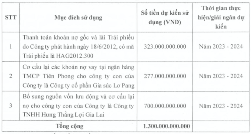 HAG muon chao ban 130 trieu co phieu gia 10.000 dong/cp huy dong von tra no
