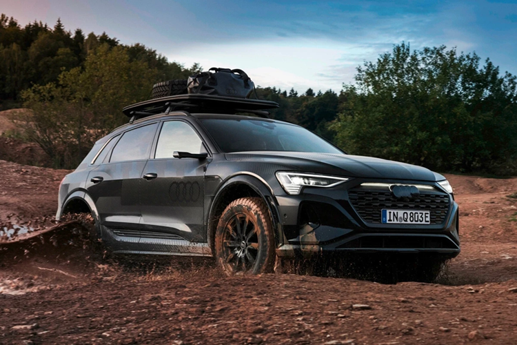 Audi Q8 e-tron edition Dakar: Mẫu SUV thuần điện này được lấy cảm hứng từ chiếc xe đua Dakar Rally Audi RS Q e-tron. Khoảng sáng gầm của xe được nâng cao hơn 31 mm so với tiêu chuẩn, đạt mức 206 mm. Chỉ có 1.000 chiếc được sản xuất trên nền tảng Q8 55 e-tron quattro.