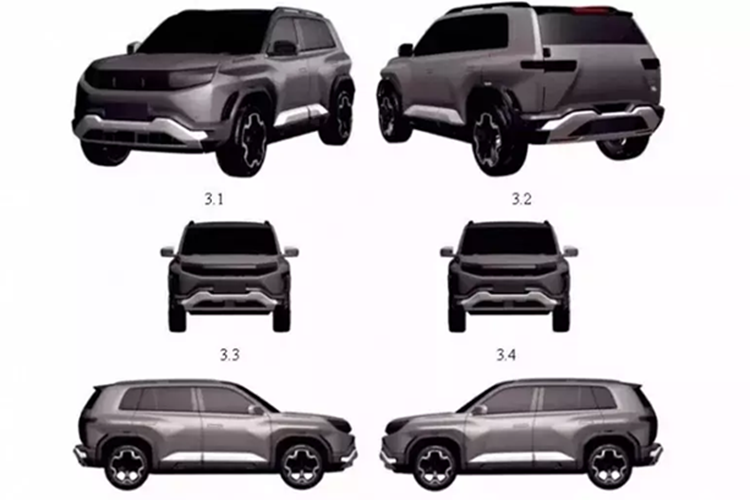 Tiếp theo đó là dải đèn LED chạy ban ngày kép, tương tự đèn báo rẽ tích hợp trên ốp gương chiếu hậu. Lưới tản nhiệt dựng đứng, cản trước/sau hình thang, đèn hậu mảnh và cửa khoang hành lý mở ngang cũng được trang bị cho xe. Trên cửa cốp còn có thêm một hộp chứa đồ giả lốp dự phòng theo phong cách xe việt dã.