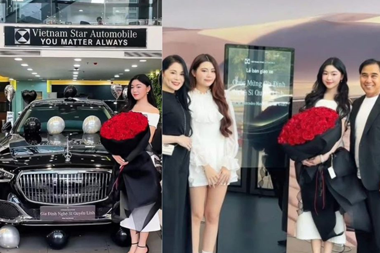 Đáng chú ý là khoảnh khắc Lọ Lem con gái Quyền Linh nhận hoa, ngồi vào ghế lái của chiếc xe Mercedes-Maybach S450 mới khiến “dân tình” không khỏi trầm trồ bởi phong thái cuốn hút và hết sức xinh đẹp của cô.