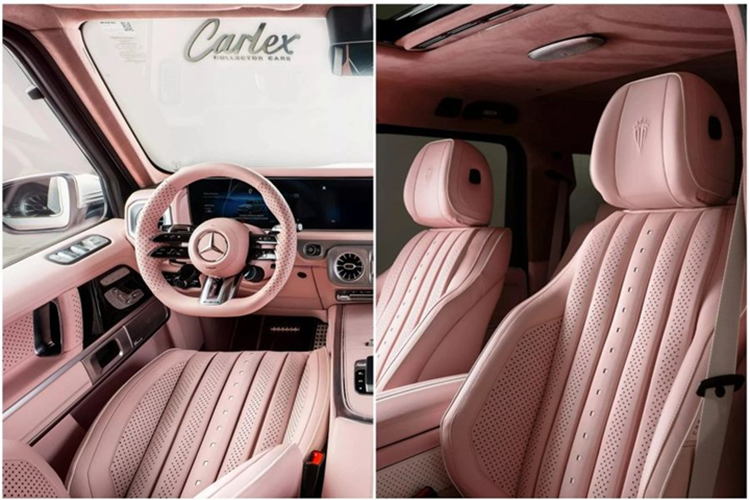 Bộ mâm retro với tâm hồng, nan crôm và lốp viền trắng, cùng giá đỡ bánh dự phòng đồng bộ, mang đậm chất cổ điển. 