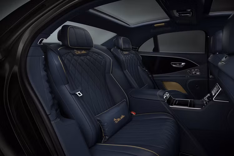 Hình ảnh cách điệu của những dãy núi đặt tại taplo, tựa lưng và đệm ghế.