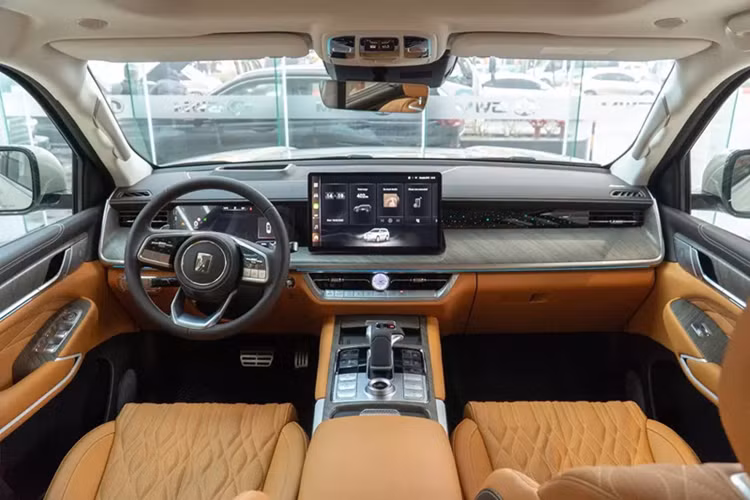 Tại đây, xe được trang bị tay nắm cửa, hốc bánh và bệ cửa sơn cùng màu với thân xe. Bên cạnh đó là vành hợp kim đa chấu với đường kính 20 inch, nằm trong lốp 265/50 R20 và gương chiếu hậu gập điện/chỉnh điện/tích hợp đèn báo rẽ. Trong khi đó, ở khu vực đầu xe, Tank 500 sở hữu lưới tản nhiệt hình chữ nhật cỡ lớn và mạ crôm sáng bóng.