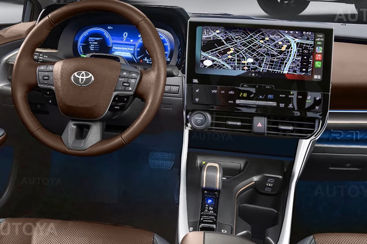 Không rõ nội thất của xe ra sao nhưng khả năng sẽ được nâng cấp thành kiểu màn hình kép hiện đại giống các mẫu xe khác của Toyota. Toyota RAV4 2025 vẫn được phát triển dựa trên nền tảng TNGA-K hiện có. Khả năng xe sẽ có hệ truyền động hybrid và plug-in hybrid với phạm vi hoạt động thuần điện dài hơn, giúp tiết kiệm tối đa nhiên liệu.