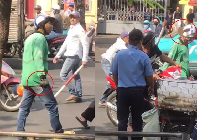 Tại đây, nam thanh niên xảy ra mâu thuẫn với một tài xế xe ôm truyền thống đang hành nghề trước cổng bệnh viện và hai bên cự cãi, xô xát. Trong lúc nói chuyện, nam tài xế xe ôm công nghệ lấy con dao ra rượt đuổi, đe dọa người đàn ông.