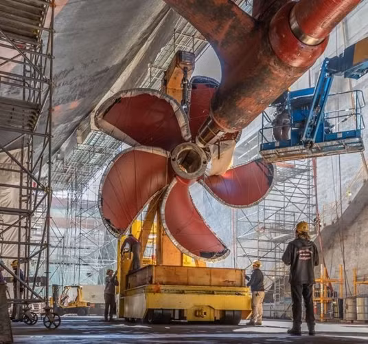 Bộ cánh quạt gồm 5 cánh, trông giống lưỡi liềm.