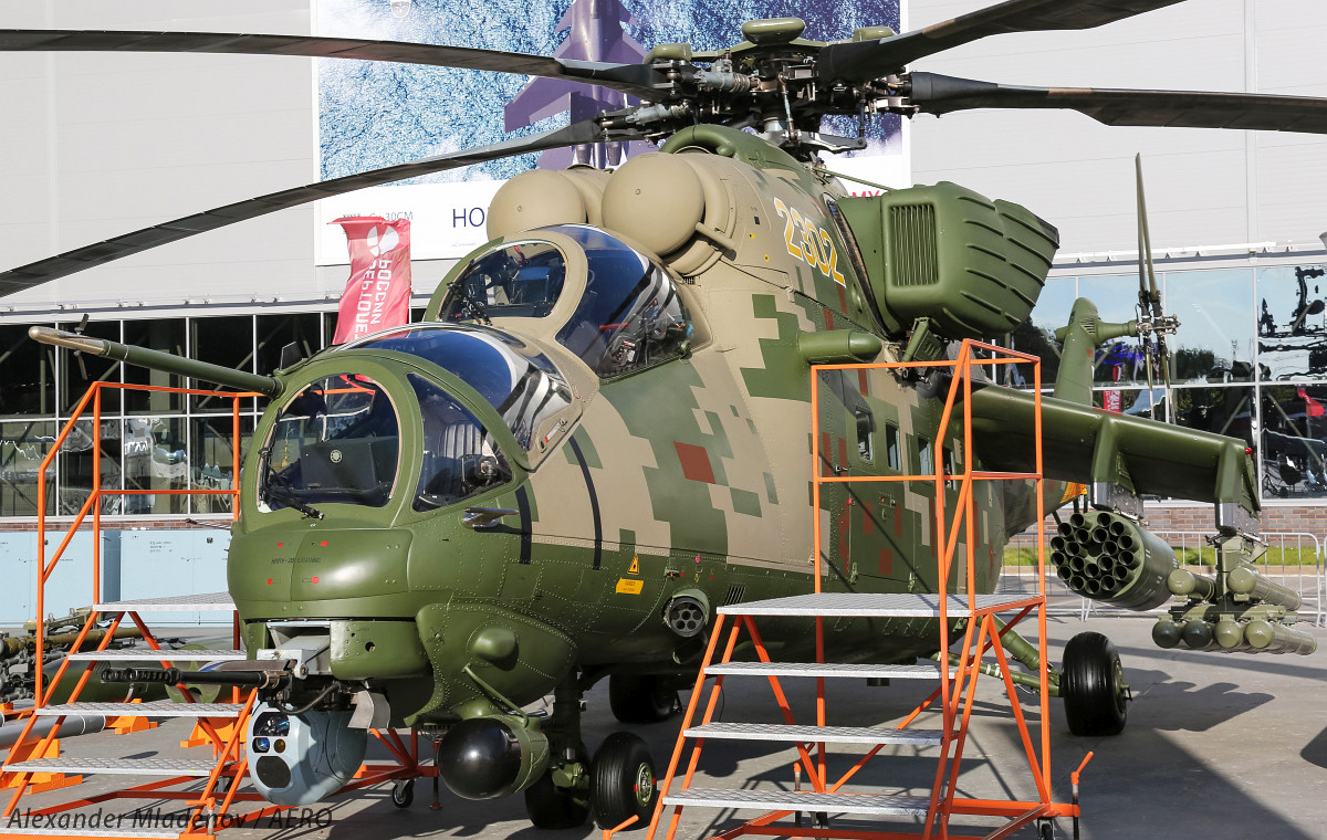 Sau Mi-28NE thì cái tên tiếp theo cũng giúp Russian Helicopters kiếm về không ít các hợp đồng xuất khẩu trực thăng trong thời gian gần đây là Mi-35M – dòng trực thăng tấn công hiện đại được thiết kế dựa trên thành công của trực thăng tấn công Mi-24 do Liên Xô phát triển trước đây. Nguồn ảnh: Aeropress-BG.