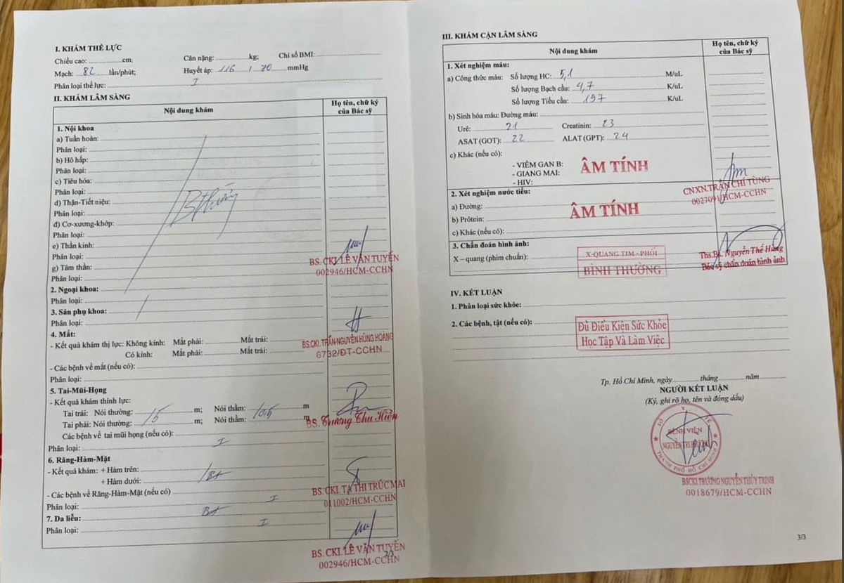 Giấy khám sức khỏe lái xe của Bệnh viện Nguyễn Tri Phương bị làm giả - Hình 3 Giay kham suc khoe lai xe cua Benh vien Nguyen Tri Phuong bi lam gia-Hinh-3