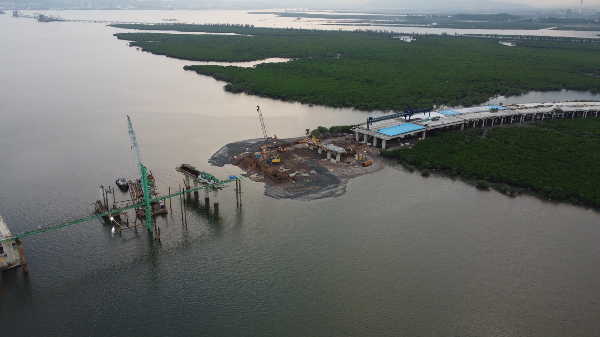 Nhằm hạn chế thấp nhất tác động môi trường đến hệ thống rừng ngập mặn quanh khu vực, cầu dẫn phía xã Thống Nhất thiết kế dạng cầu dầm bản. Đến nay, đã hoàn thành thi công xong cọc khoan nhồi; hạng mục thân trụ và dầm bản...