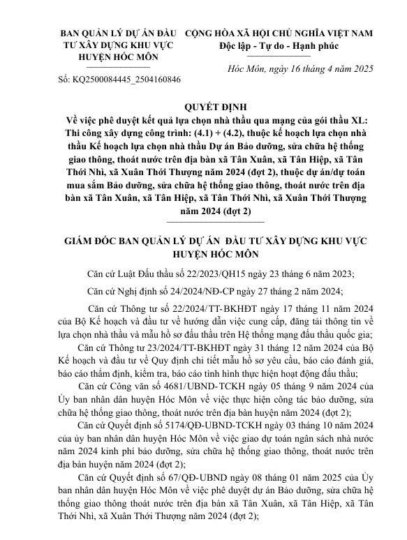 TP HCM: Duy nhất Cty Hợp Phát tham gia và trúng gói bảo dưỡng tại Hóc Môn TP HCM: Duy nhat Cty Hop Phat tham gia va trung goi bao duong tai Hoc Mon