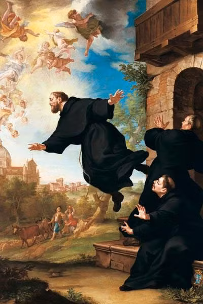  6. Trạng thái lơ lửng trên không: Chuyện kể lại rằng vào những năm 1600, thánh Joseph đã nhiều lần rơi vào trạng thái hôn mê và nằm lơ lửng trên không kể cả những lúc đông người. Ông đã trải nghiệm trạng thái này một lần ngay trước mặt giáo hoàng Urban VIII. Chính vì vậy, nhân vật huyền bí này trở thành thần bảo hộ cho các phi công, phi hành gia, và những người khách du lịch bằng đường không nói chung. Tuy nhiên, bây giờ khoa học cho rằng trạng thái lơ lửng trên không của thánh Joseph chẳng qua chỉ là ảo giác của con người. 