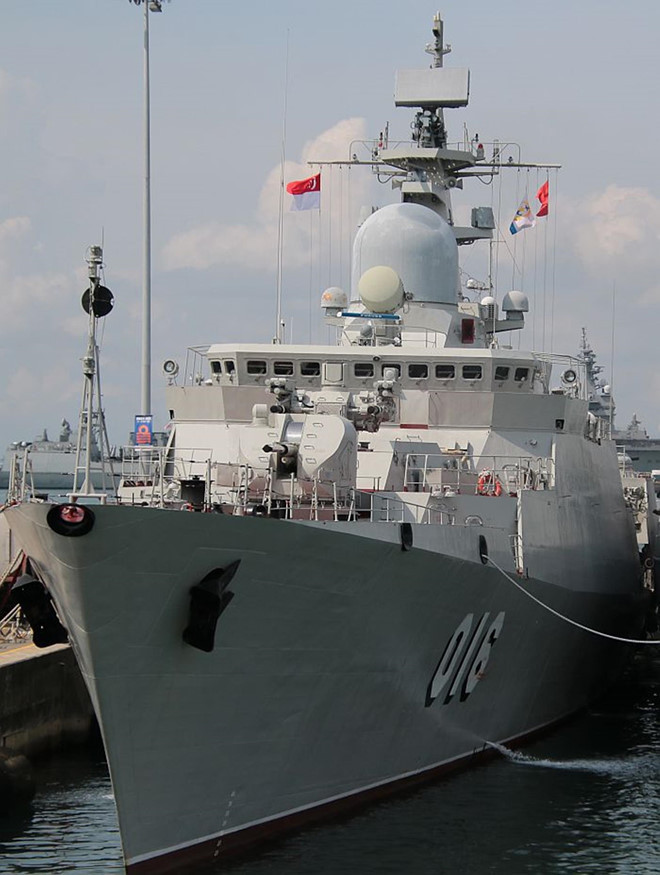 Tàu 016 thuộc đơn hàng thứ 2. Đây là phiên bản nâng cấp, bổ sung thêm hệ thống vũ khí chống ngầm mà 2 tàu đầu tiên chưa được trang bị. Gepard 3.9 được chế tạo cho nhiệm vụ tuần tra, hộ tống, bảo vệ lãnh hải và vùng đặc quyền kinh tế, chống tàu mặt nước, tàu ngầm, phòng không tầm thấp. Ảnh: MDC.