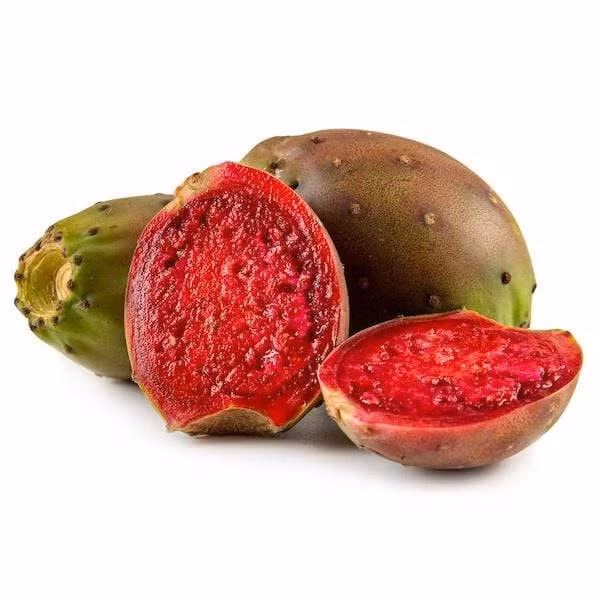 1. Cây xương rồng lê gai là một trong những cây xương rồng cứng nhất trên thế giới, quả của nó hiển nhiên cũng được hưởng đặc điểm này. Quả xương rồng lê có màu đỏ tím vàng, hình dáng giống quả lê, với phần nước thịt bên trong màu sắc tươi sáng và toàn thân trong suốt như pha lê, đá quý .