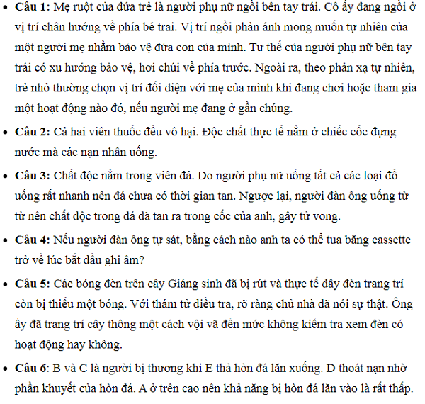 Cùng xem đáp án nhé!