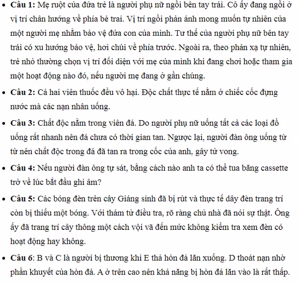 Cùng xem đáp án nhé!