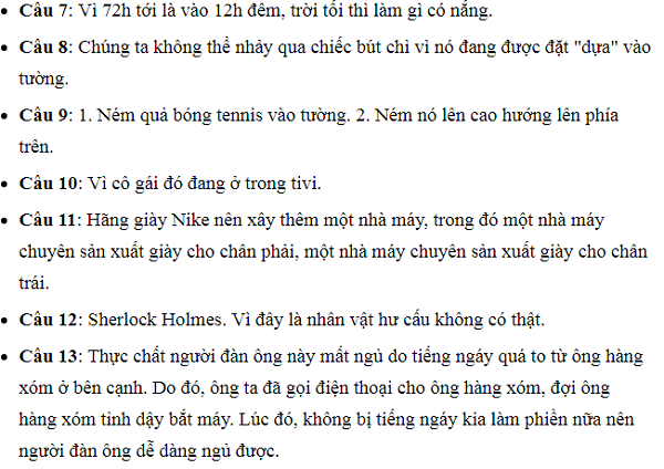 Cùng xem đáp án nhé!