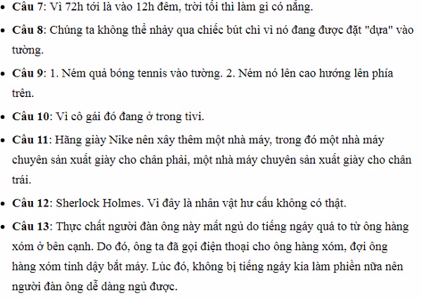 Cùng xem đáp án nhé!