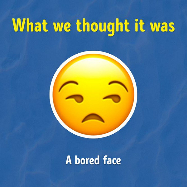 Biểu tượng này không phải “buồn chán” như mọi người vẫn tưởng. Khuôn mặt cau có và mắt nhìn sang một bên được dùng để truyền tải nhiều loại cảm xúc tiêu cực, bao gồm khó chịu, không hài lòng, gắt gỏng và hoài nghi, như thể đang lườm ai đó.