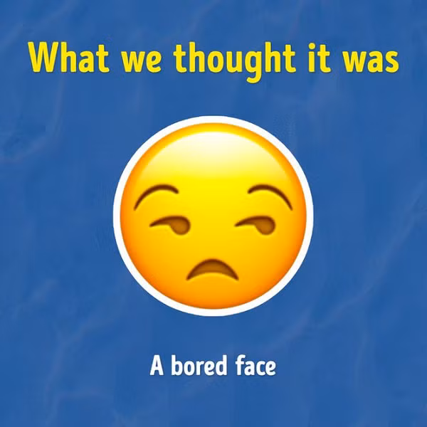 Biểu tượng này không phải “buồn chán” như mọi người vẫn tưởng. Khuôn mặt cau có và mắt nhìn sang một bên được dùng để truyền tải nhiều loại cảm xúc tiêu cực, bao gồm khó chịu, không hài lòng, gắt gỏng và hoài nghi, như thể đang lườm ai đó.