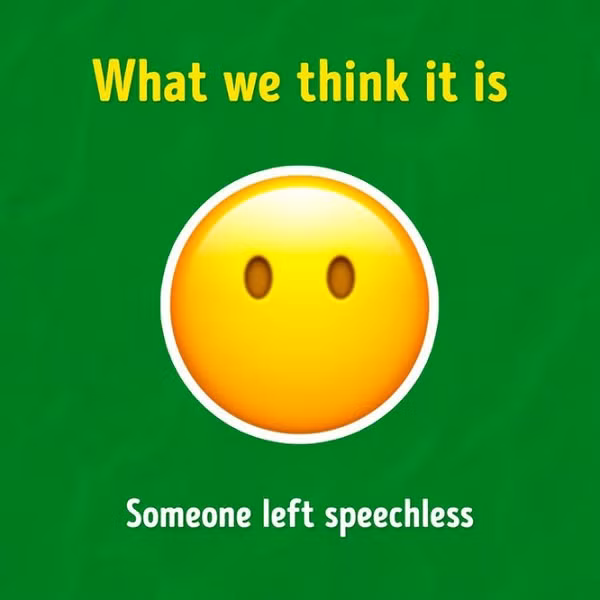 Biểu tượng khuôn mặt không có miệng biểu thị nhiều ý nghĩa rất khác nhau như không nói nên lời, khiêm tốn và im lặng. Bên cạnh đó, icon cũng truyền tải những cảm xúc tiêu cực như thất vọng hoặc buồn bã.