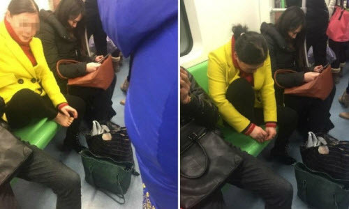 Nữ hành khách cắt móng chân trên tàu điện gây phẫn nộ Nu hanh khach cat mong chan tren tau dien gay phan no