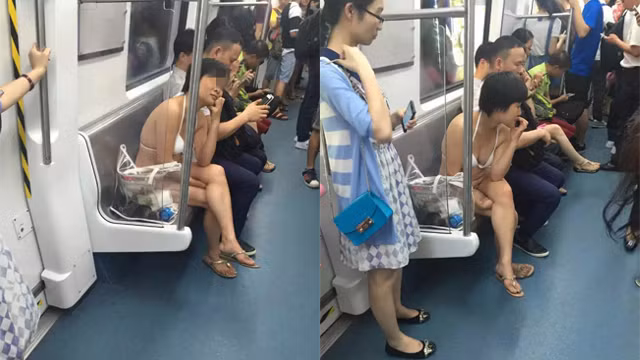 Phan no gai tre te bay trong thang may, an mac nho nhang